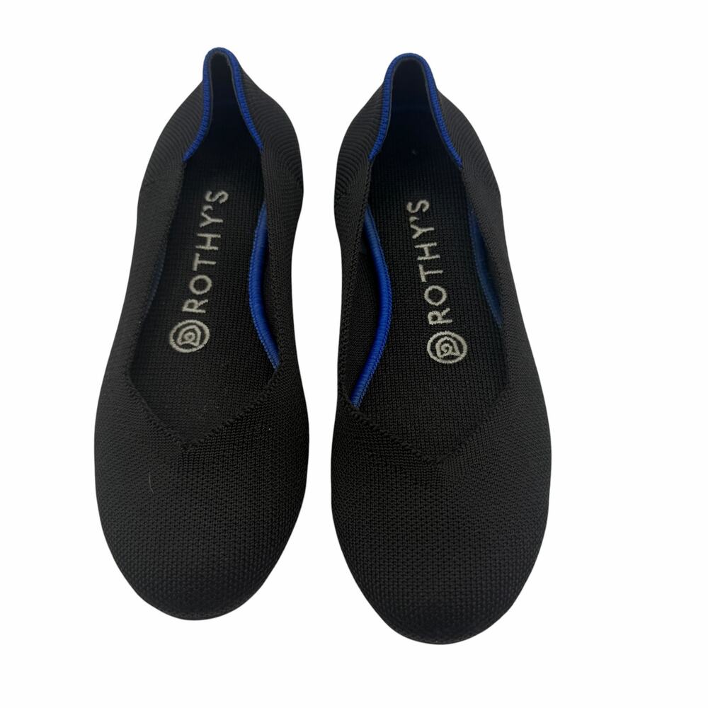 Rothy’s The Flat Black Round Toe Slip On Size 6 Knit Comfort Classic‎ Washable - Picture 2 of 14
